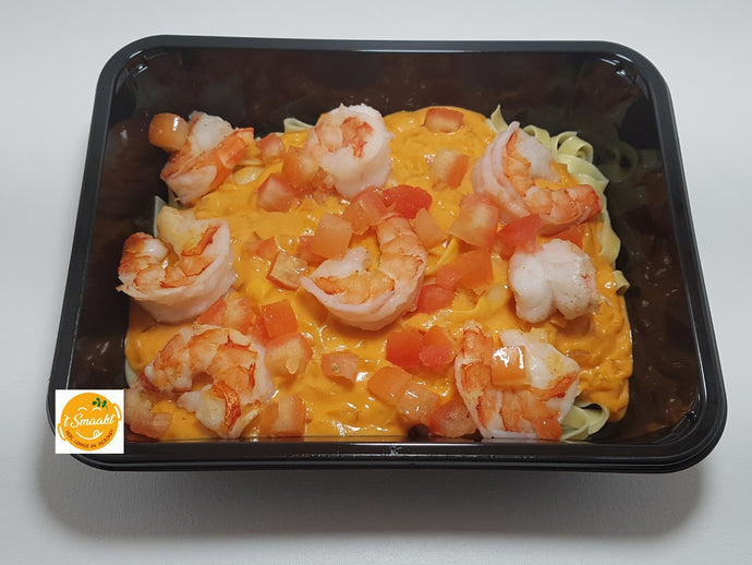 Scampi diabolique met tagliatelle